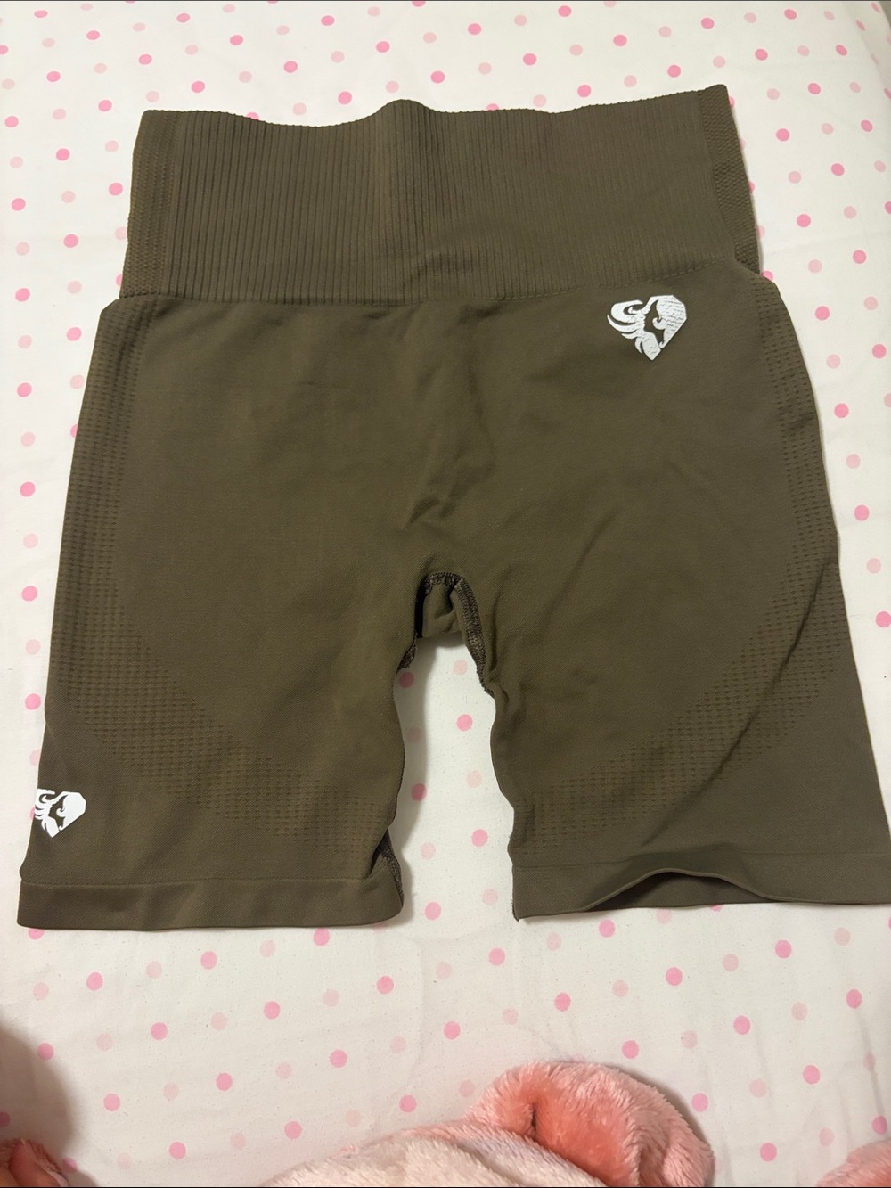 Women’s High-Waist Bike Shorts in Olive with Subtle Logo